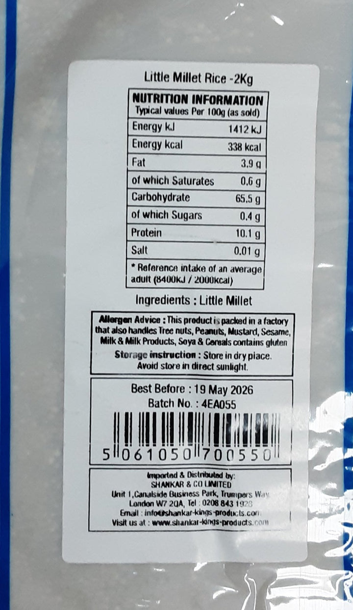Shankar Millet Little Millet 2Kg PM - ExoticEstore