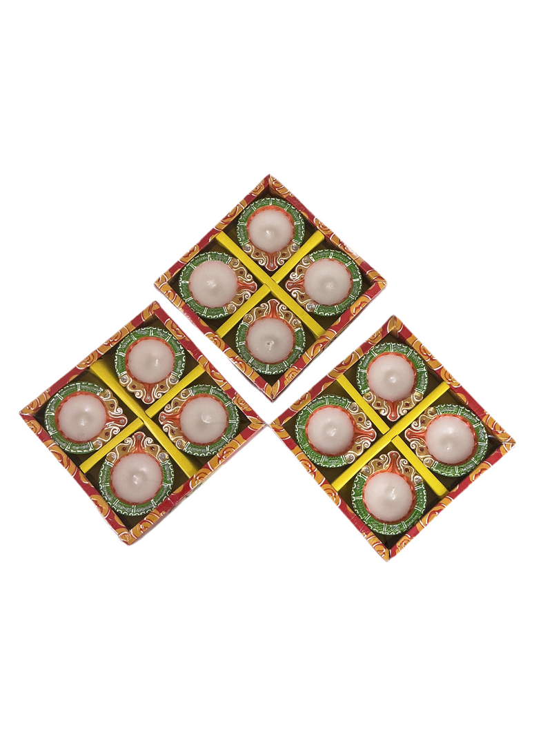 Diwali Designer Clay Diyas With Wax 12 Pack C10
