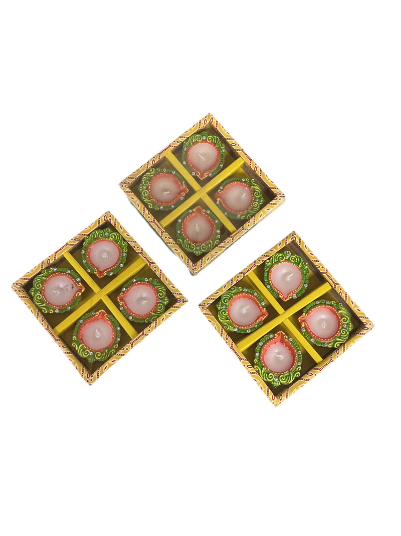 Diwali Designer Clay Diyas With Wax 12 Pack C12