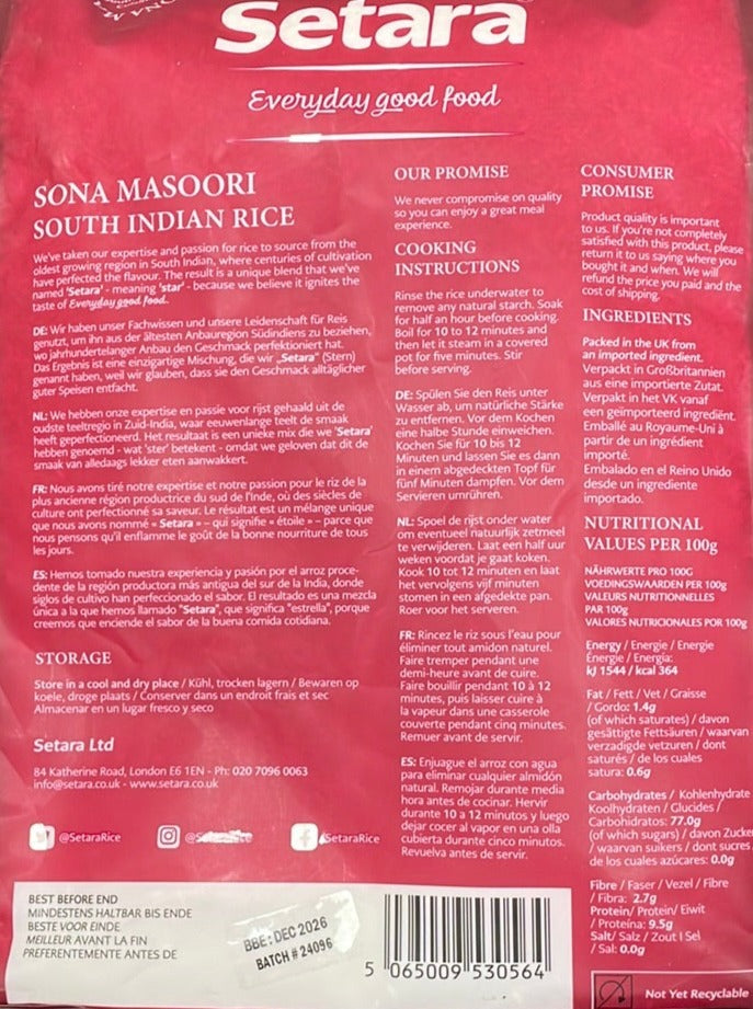 Setara Rice Sona Masoori 10Kg