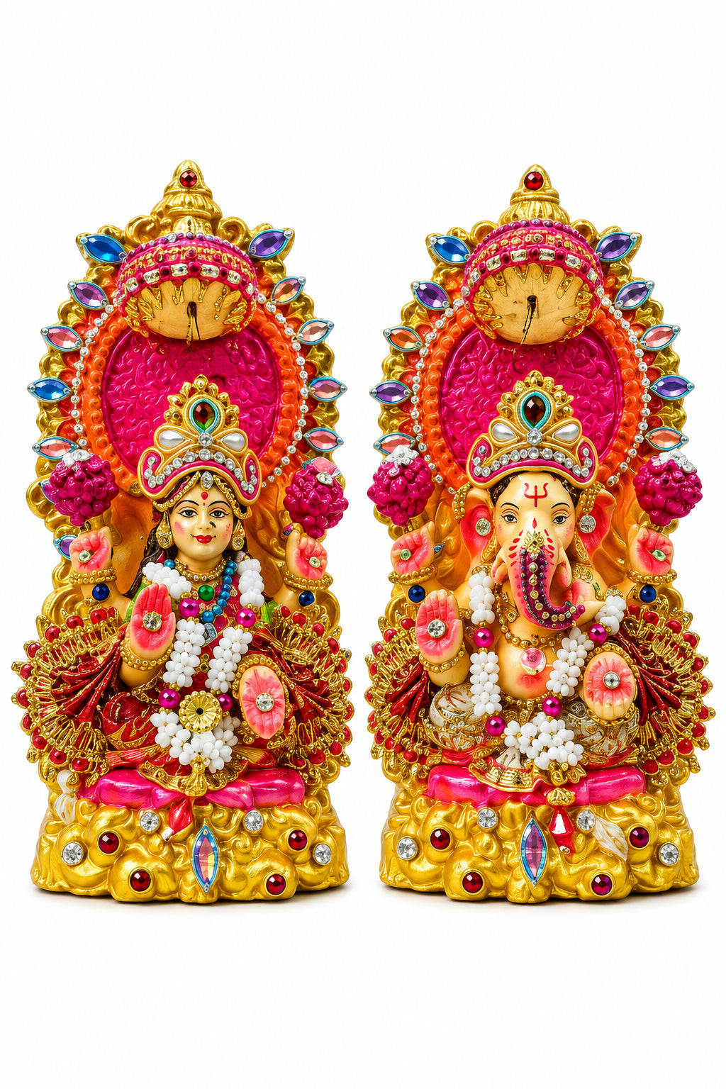 Laxmi Ji &amp; Ganesh Ji Idols 18cm Design F