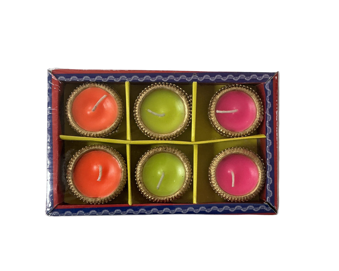 Diwali Designer Clay Diyas With Wax 6 Pack AW4