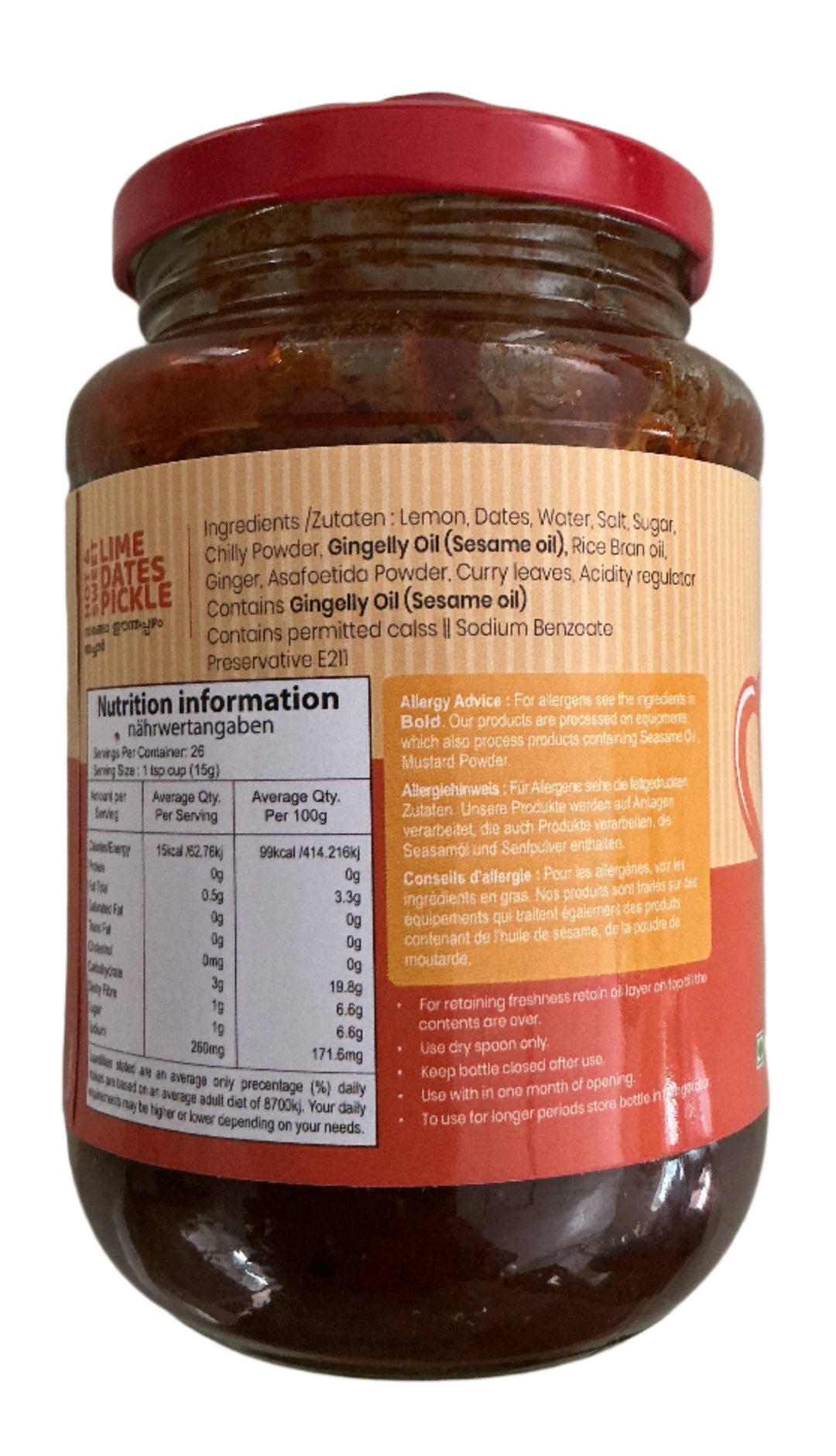 Malabar Choice Pickle Hot & Sweet Lime Dates 400g