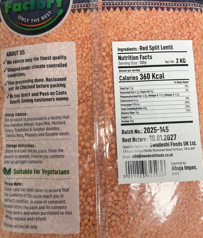 Food Factory Red Lentils 2Kg
