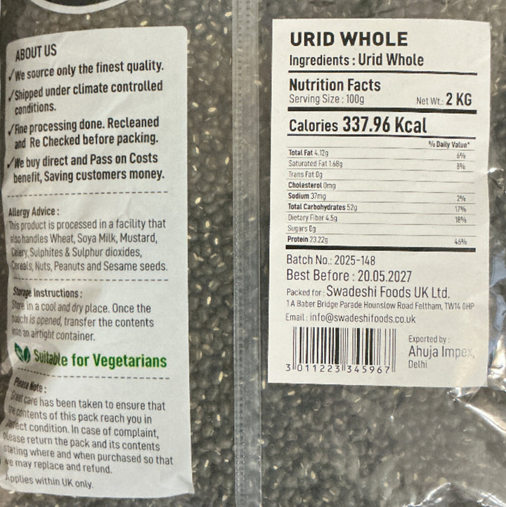 Food Factory Urid Whole Indian 2Kg