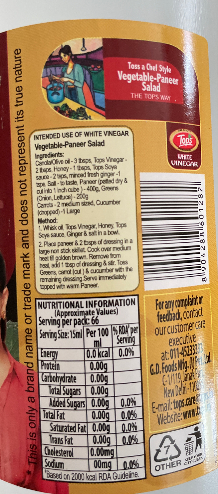 Tops White Vinegar 1ltr