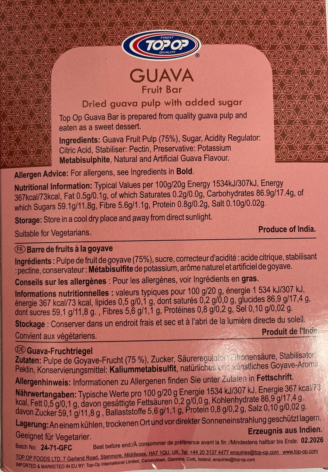 Top Op Guava Fruit Bar 200g