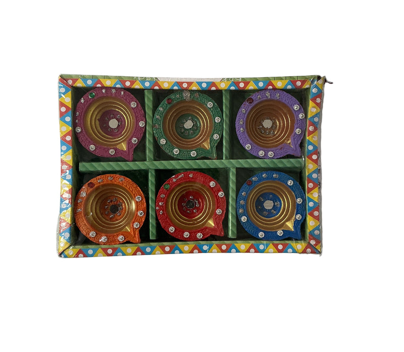 Diwali Designer Clay Diyas Assorted 6 Pack AB2