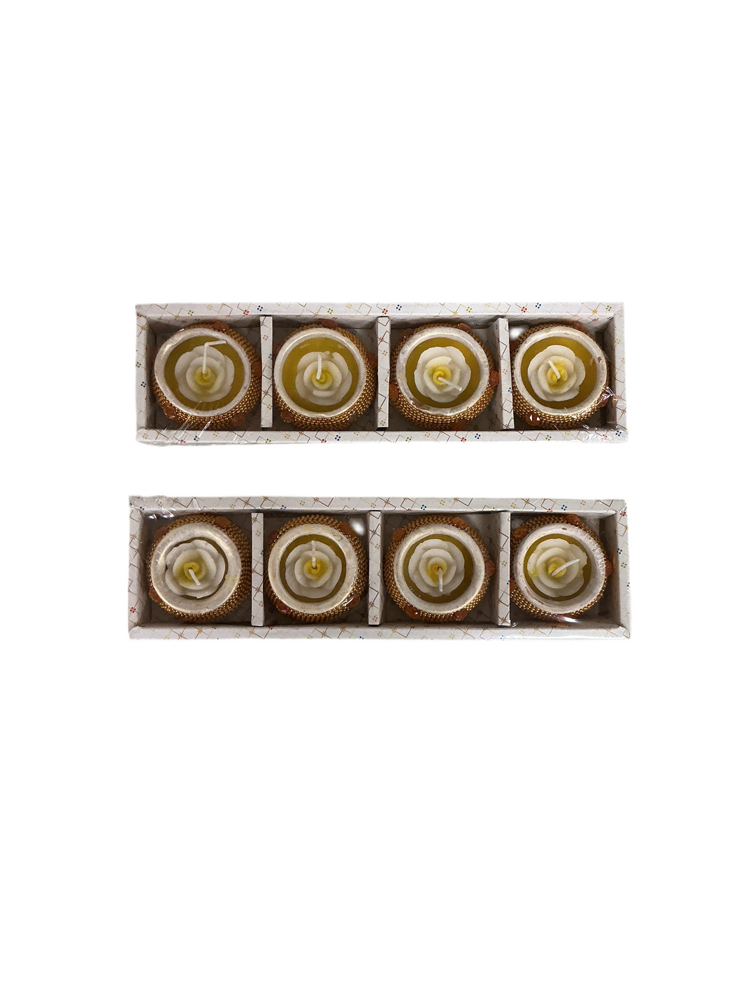 Diwali Clay Designer Diyas With Flower Wax Candles Design 2 2 Pack