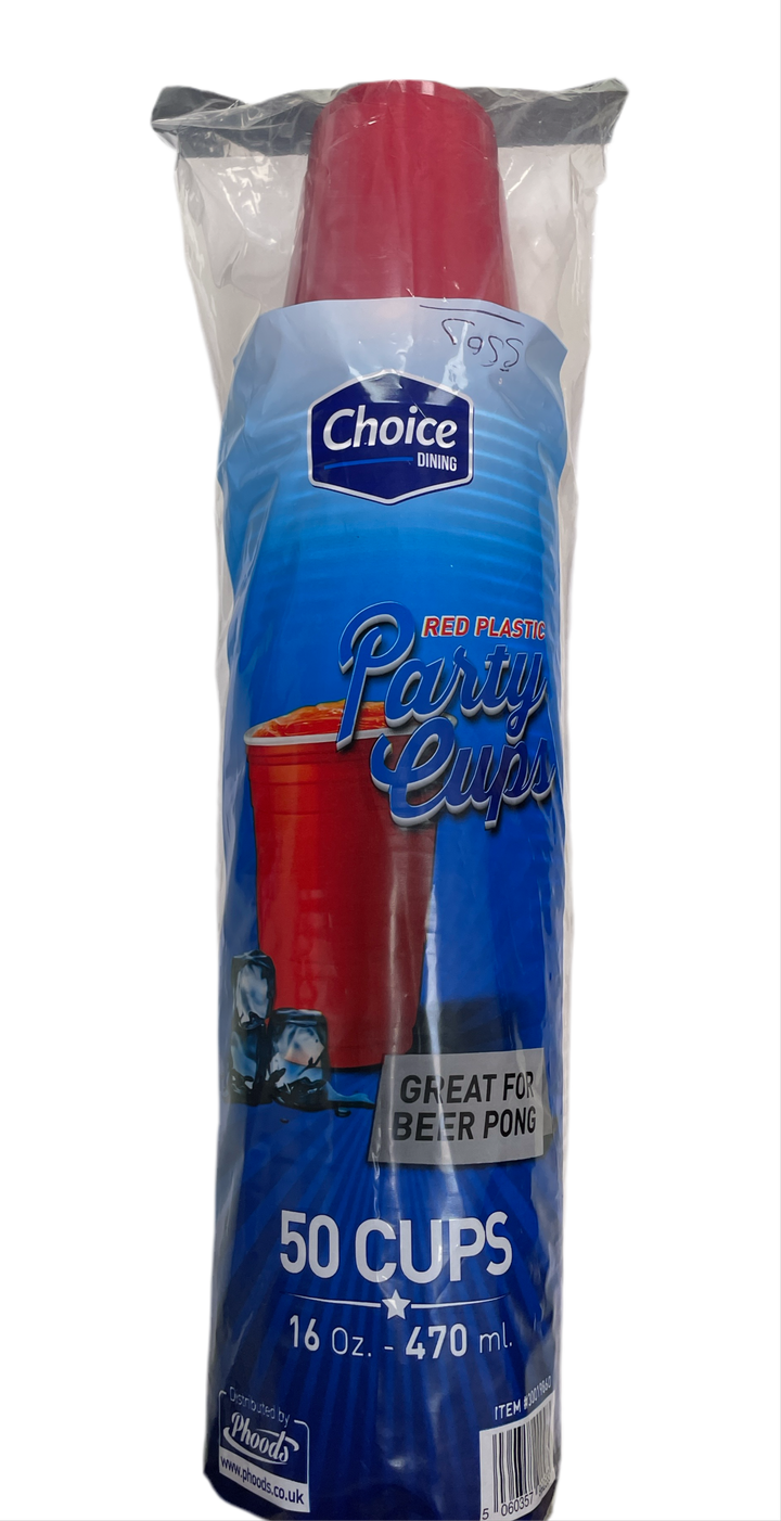 Choice Dining Red Plastic Party Cups 450ml Pack of 50 Reusable