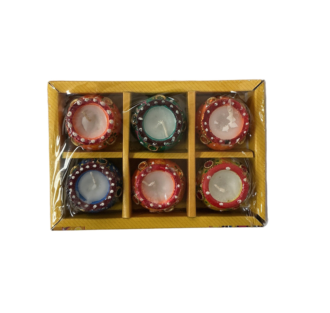 Diwali Designer Clay Diyas With Wax 6 Pack AW7
