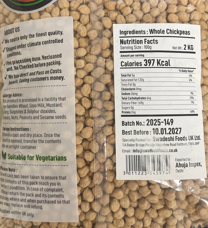 Food Factory Chick Peas Kabuli Chana 2Kg