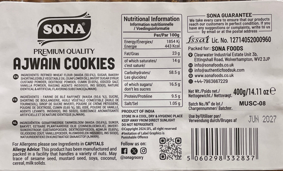 Sona Cookies Ajwain 400g