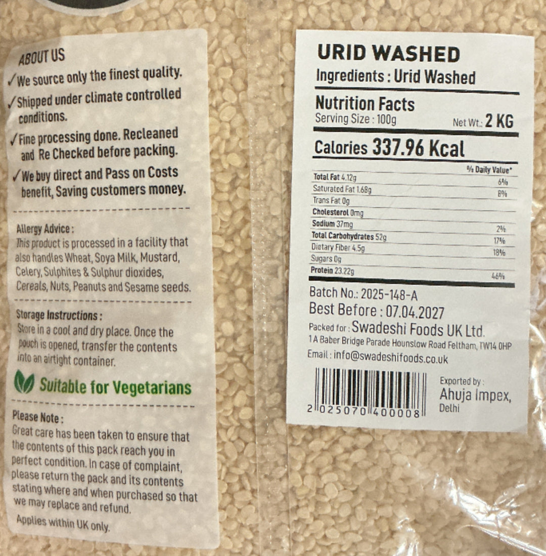 Food Factory Urid Washed Indian 2Kg