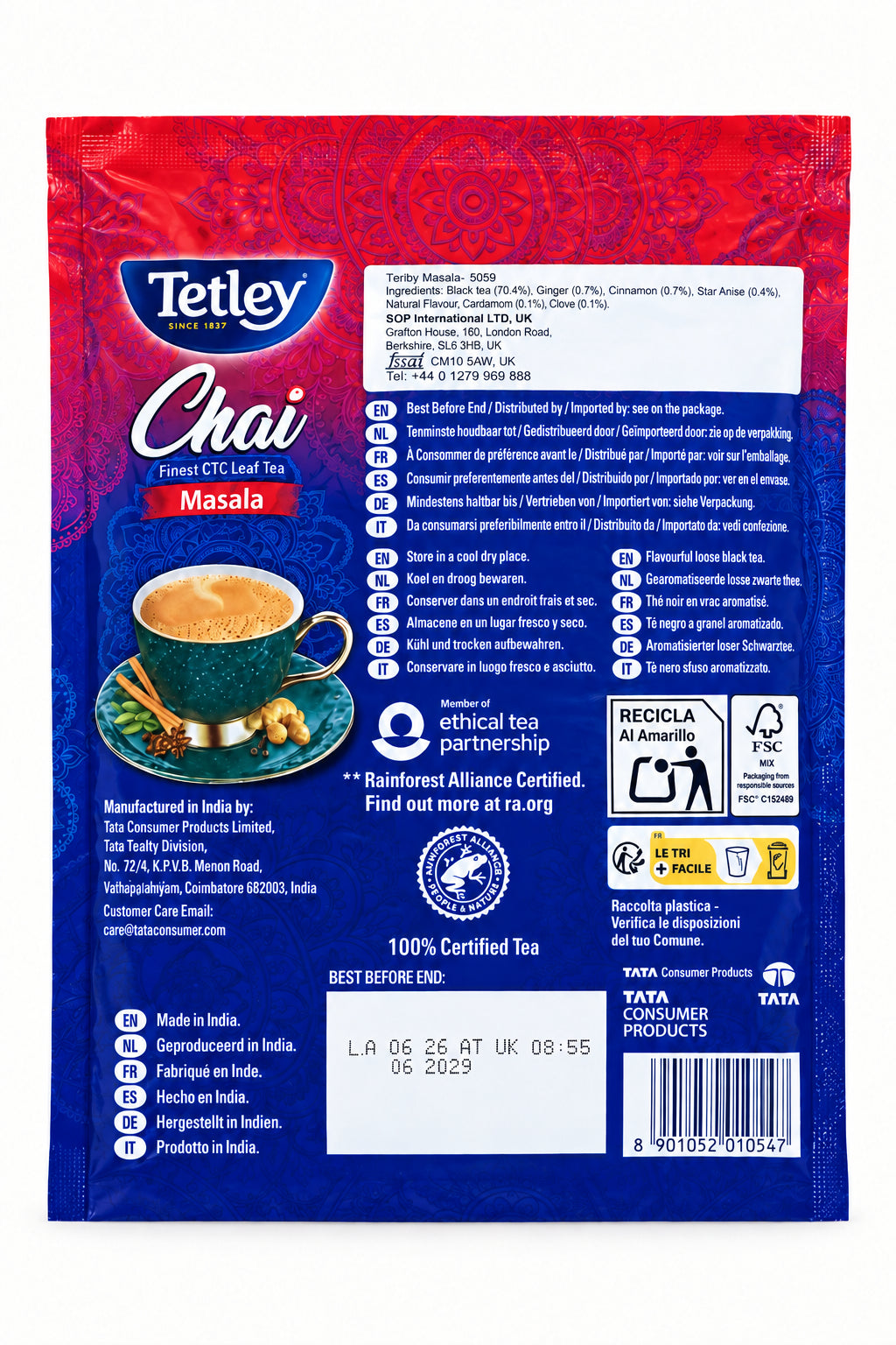 Tetley Chai Premium Leaf Loose Tea Masala 450g