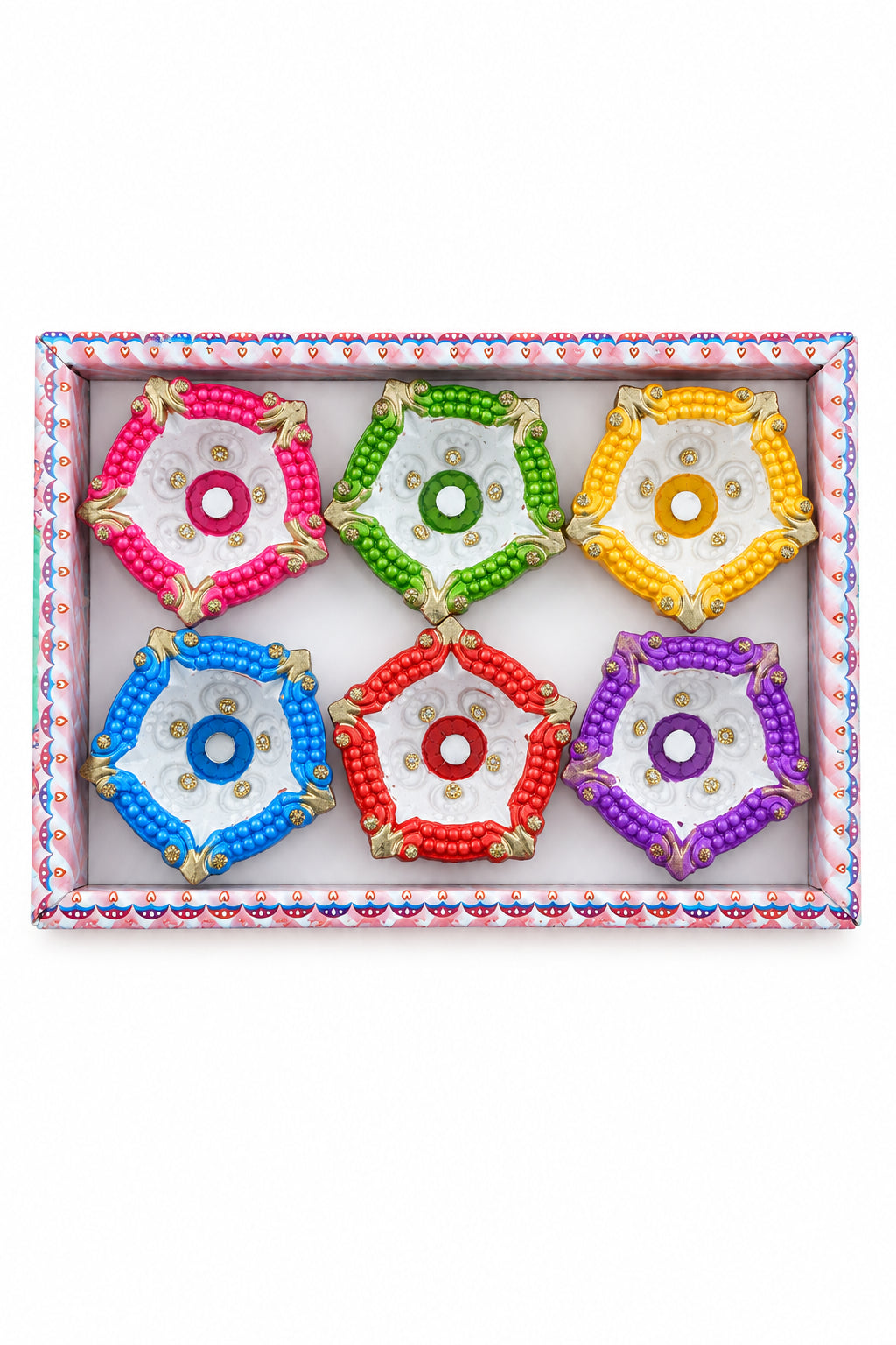 Diwali Designer Clay Diyas 6 Pack C1