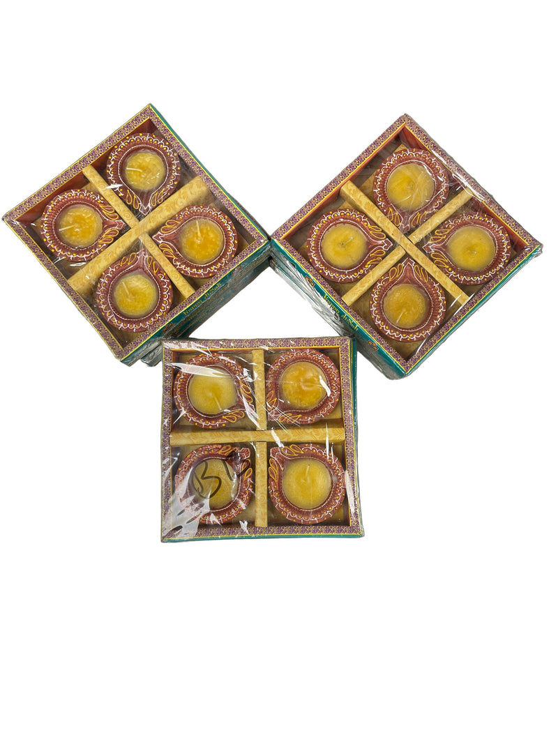Diwali Designer Clay Diyas With Wax Assorted 12 Pack B13