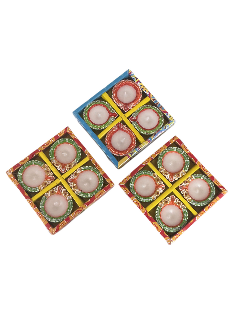 Diwali Designer Clay Diyas With Wax 12 Pack  Assorted C1 C10