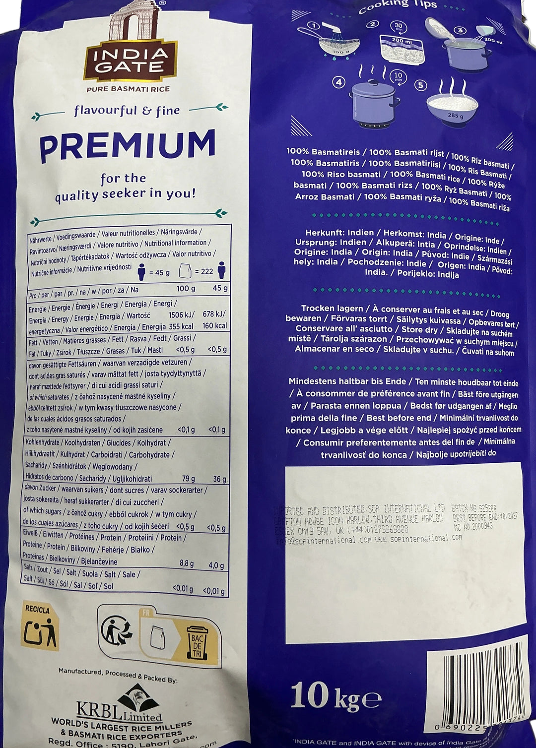India Gate Rice Premium Basmati 10kg