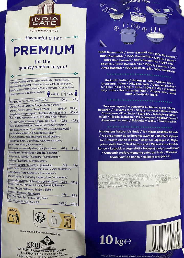 India Gate Rice Premium Basmati 10kg