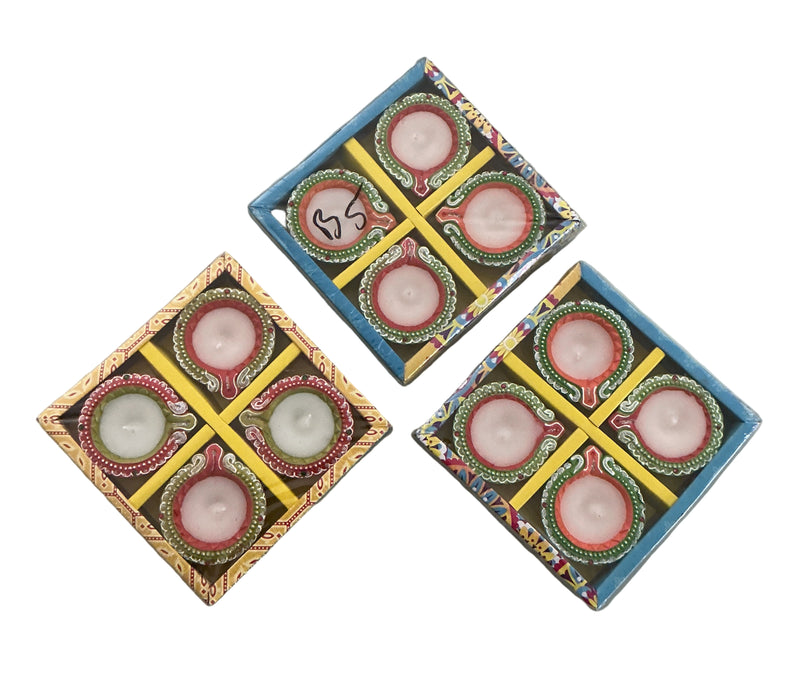 Diwali Designer Clay Diyas With Wax Assorted 12 Pack B5