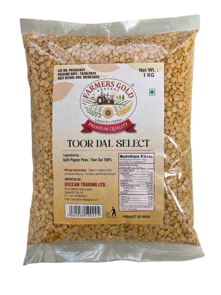 Farmers Gold Lentils Toor Dall Select Indian 1Kg