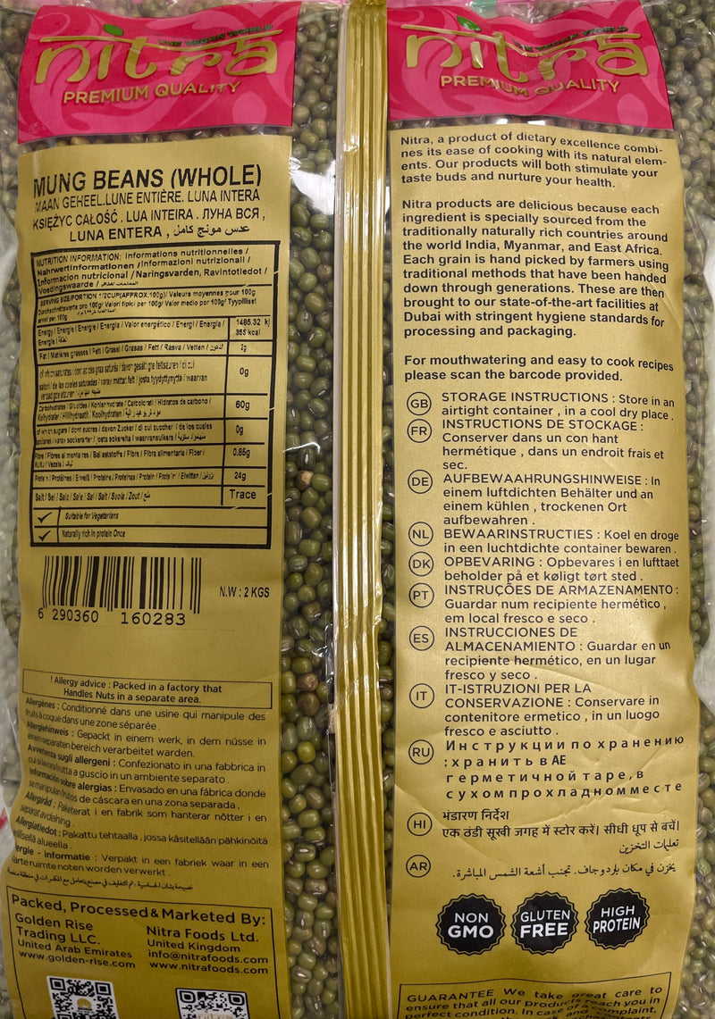 Nitra Mung Beans Whole Premium Quality 2Kg