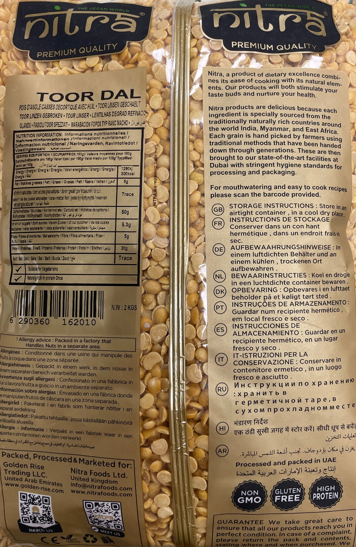 Nitra Lentils Toor Dall Plain Premium Quality 2Kg