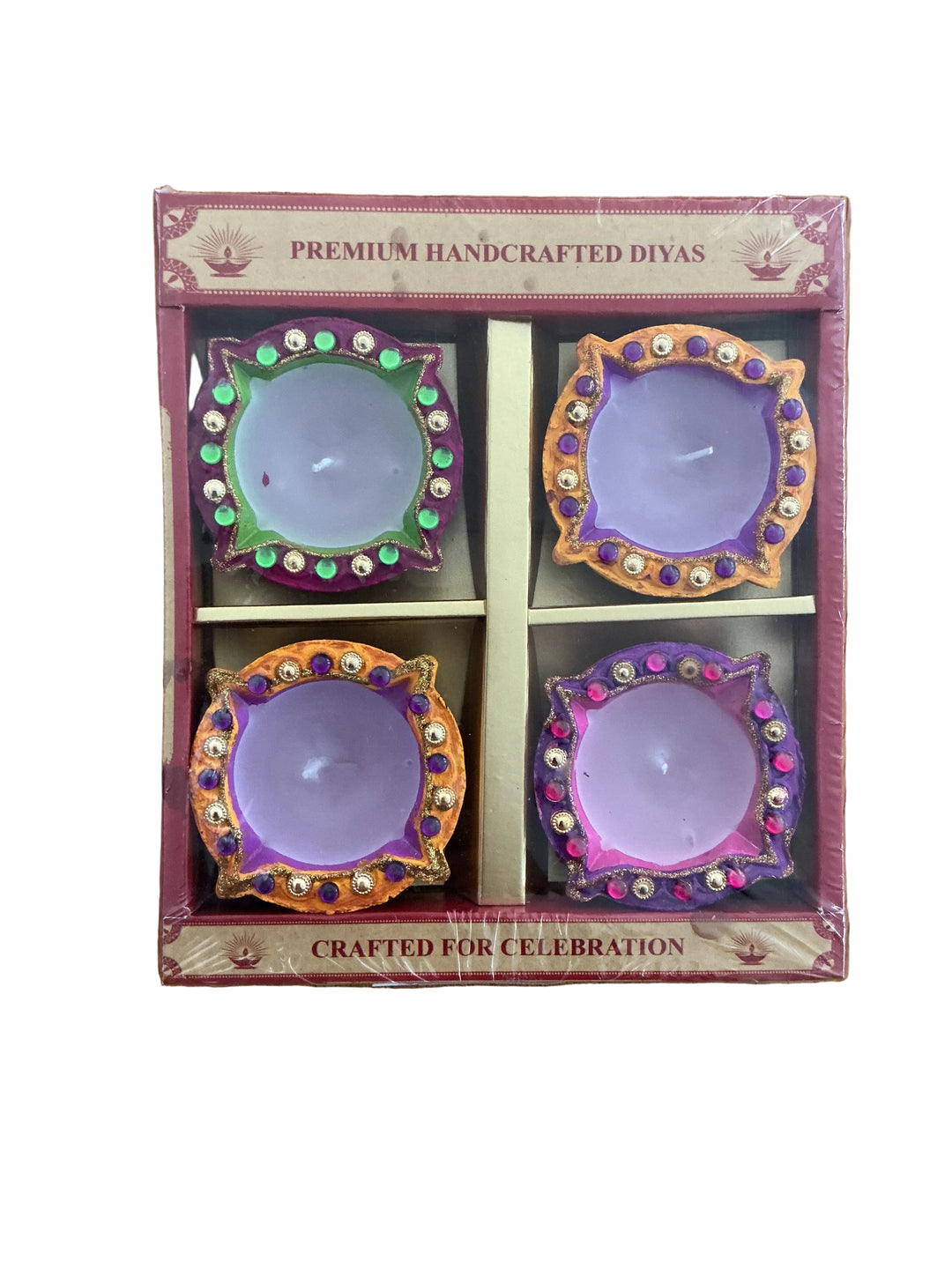 Diwali Designer Clay Diyas With Wax 4 Pack A3