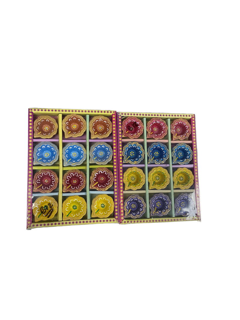 Diwali Designer Clay Diyas Assorted 24 Pack  B12