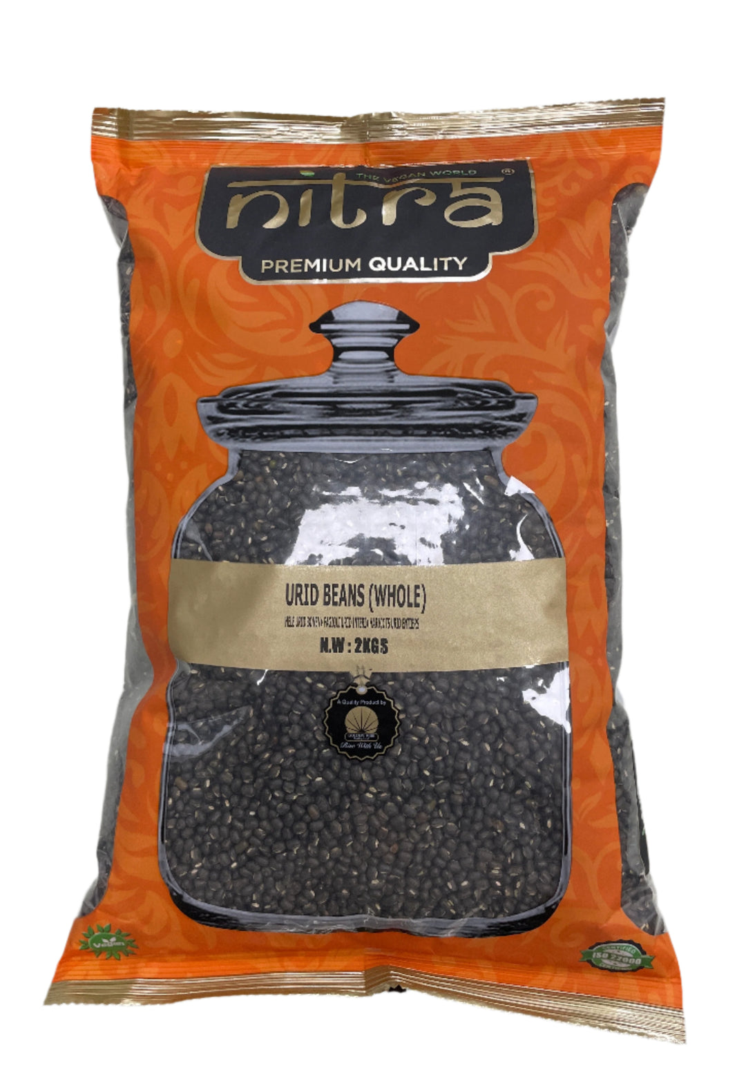 Nitra Beans Urid Whole Premium Quality 2Kg
