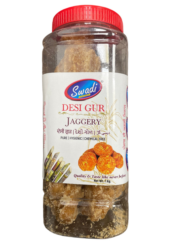 Swadi Jaggery Desi Pesi Gur 1kg - ExoticEstore