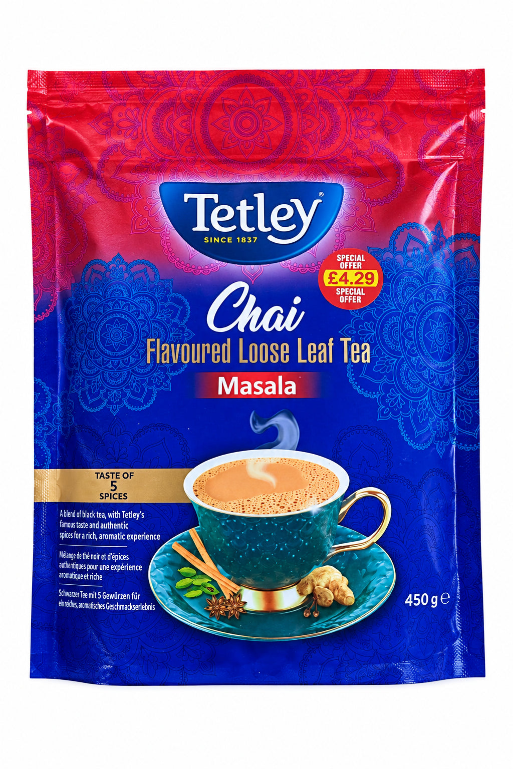 Tetley Chai Premium Leaf Loose Tea Masala 450g