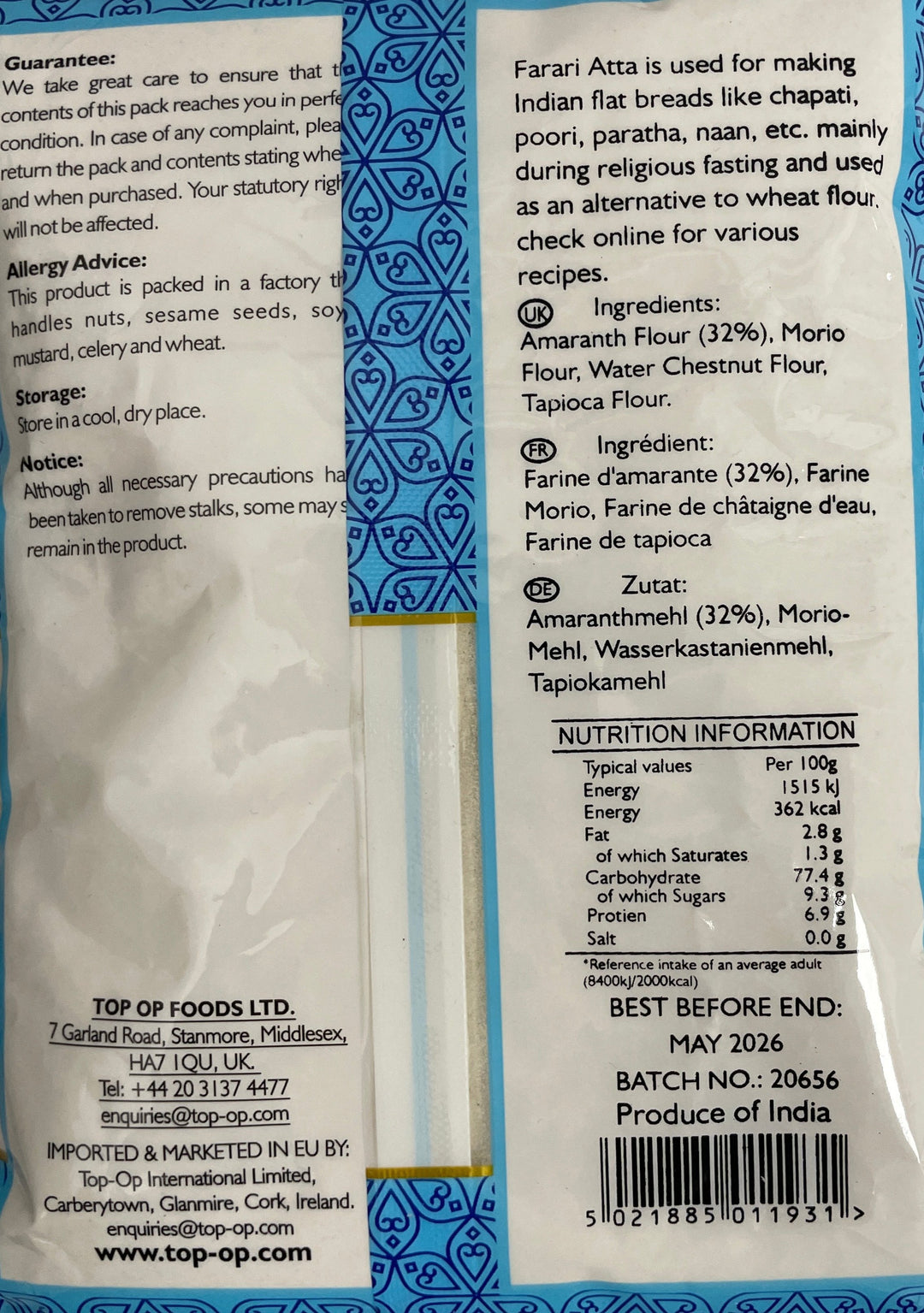 Top Op Flour Farari Atta 400g