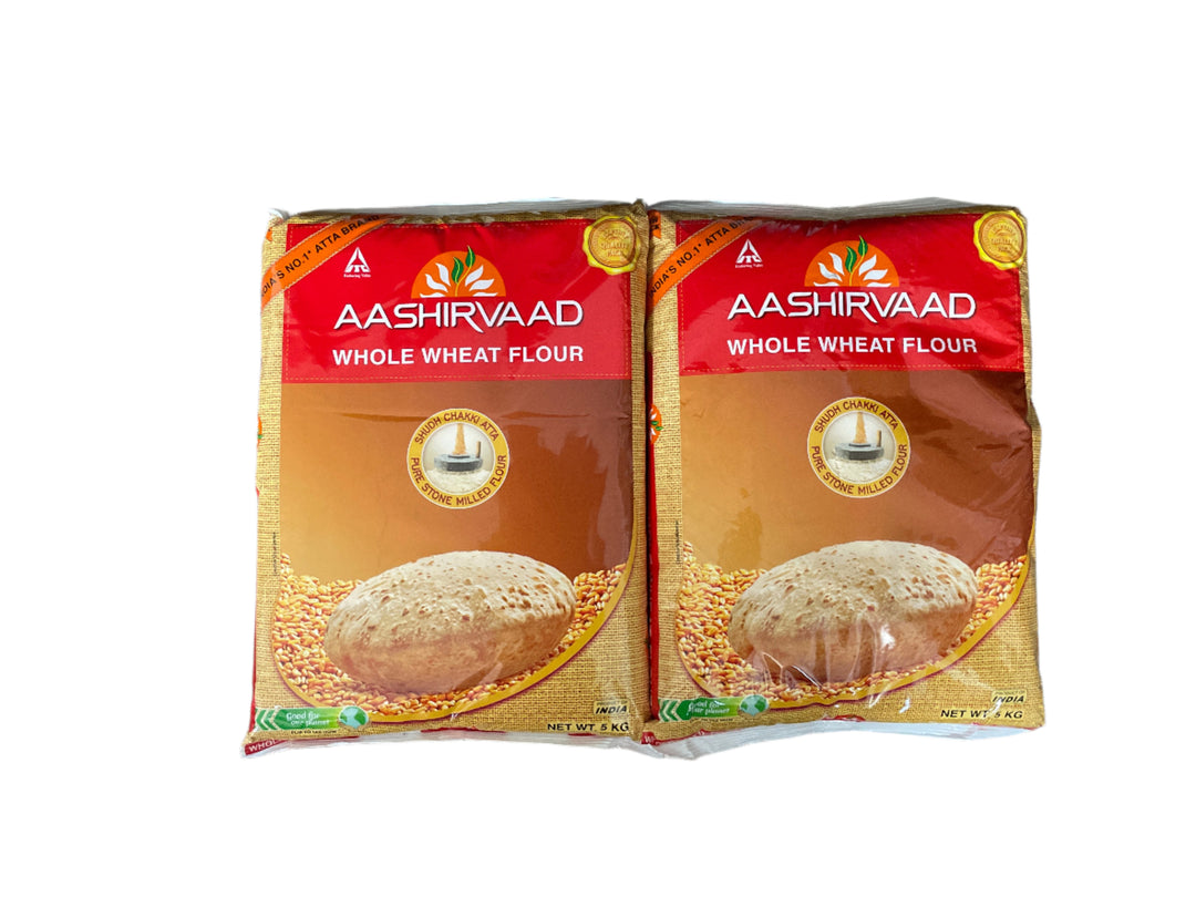 Aashirvaad Flour Whole Wheat Chakki Atta 10kg 2x5kg BBE 13 SEP 2025 - ExoticEstore