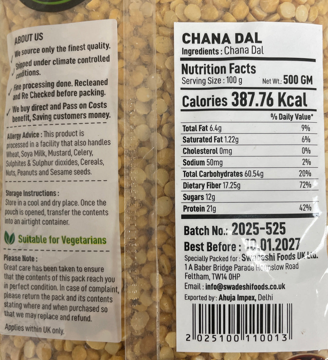Food Factory Lentils Chana Dall Indian 500g