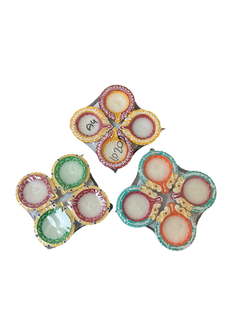 Diwali Designer Clay Diyas With Wax Assorted 12 Pack A4
