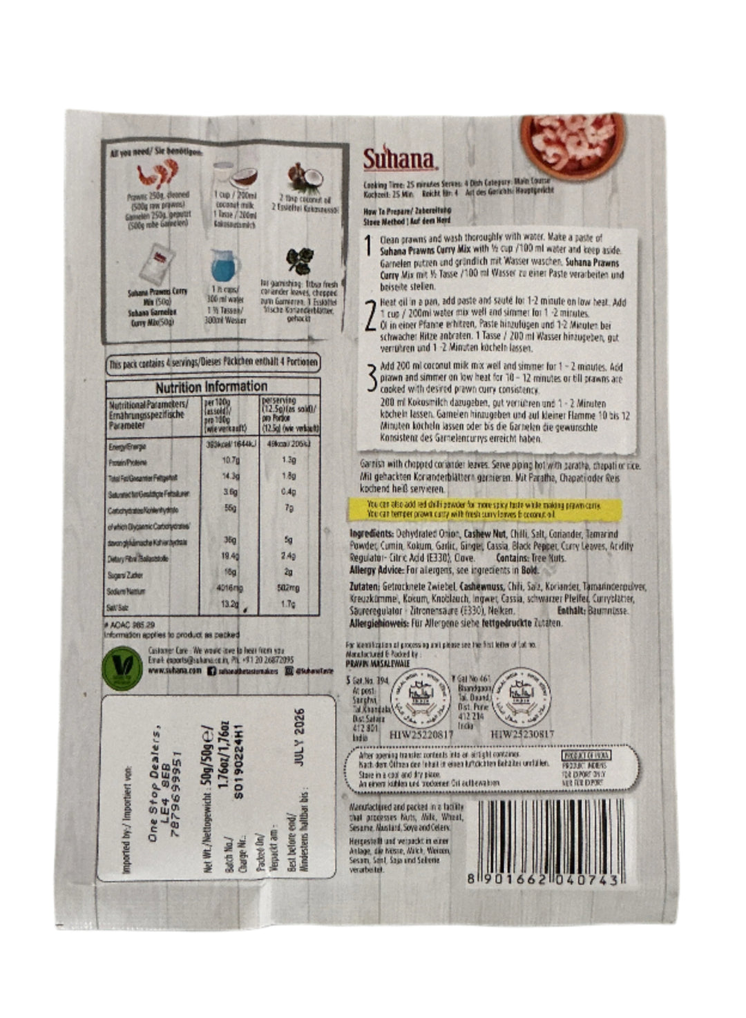 Suhana Masala Spice Mix Prawns Curry 50g