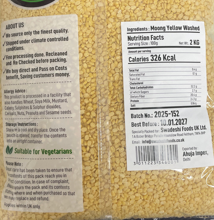 Food Factory Lentils Moong Dall Washed 2kg