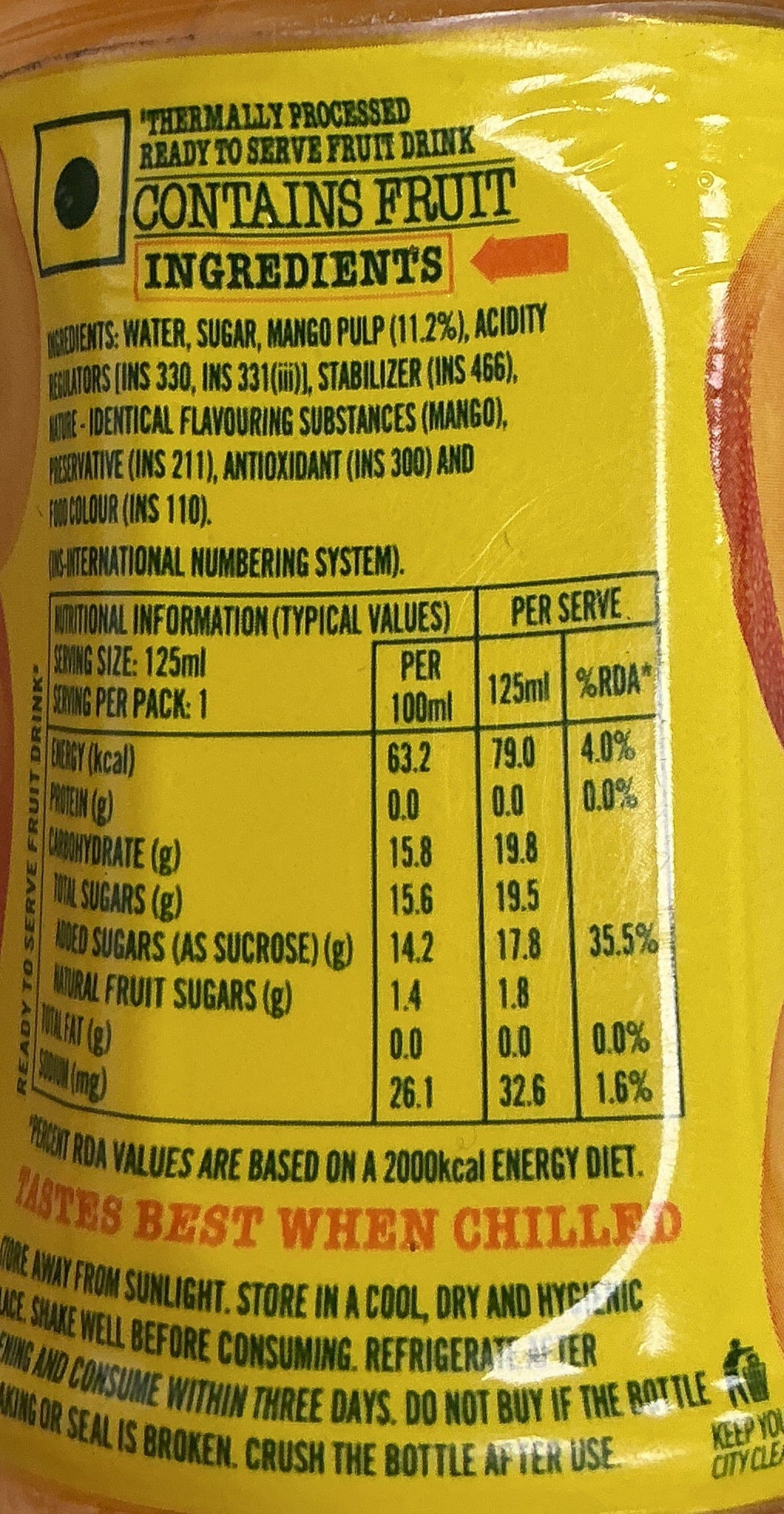 Frooti Mango Drink 125ml 3 For £1.20