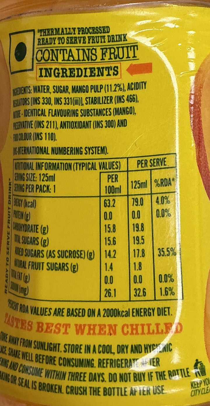 Frooti Mango Drink 125ml 3 For £1.20