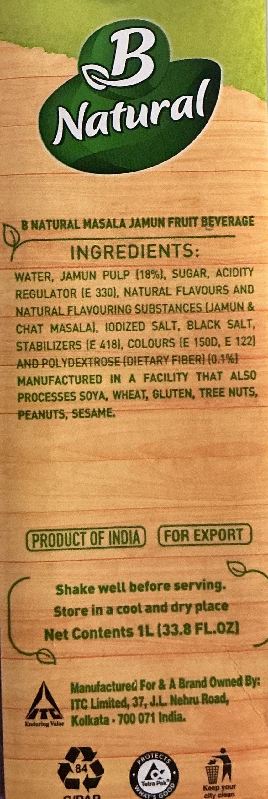 B Natural Juice Masala Jamun 1ltr