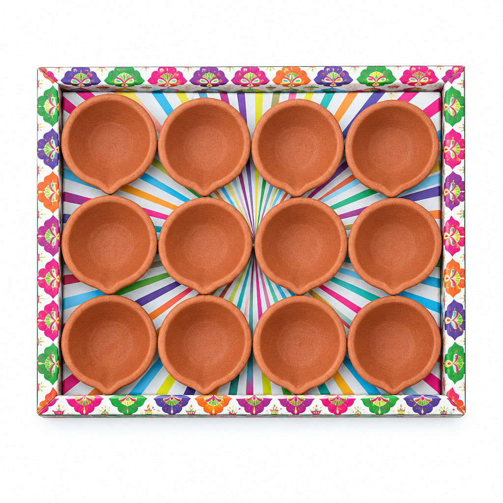 Diwali Clay Diyas Traditional 12 Pack E4