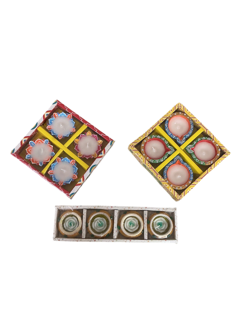 Diwali Designer Clay Diyas With Wax 12 Pack Assorted