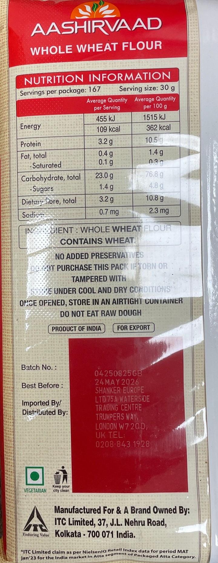 Aashirvaad Flour Chakki Atta 10kg 2X5kg BB June 2026