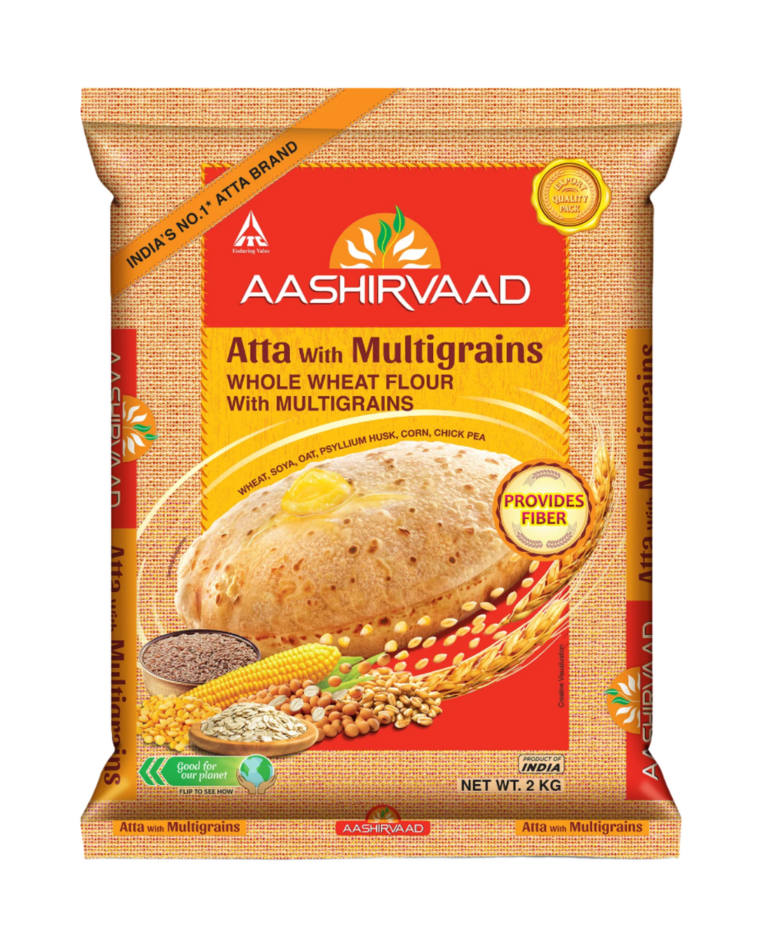 Aashirvaad Atta Multigrains Whole Wheat Flour 2Kg