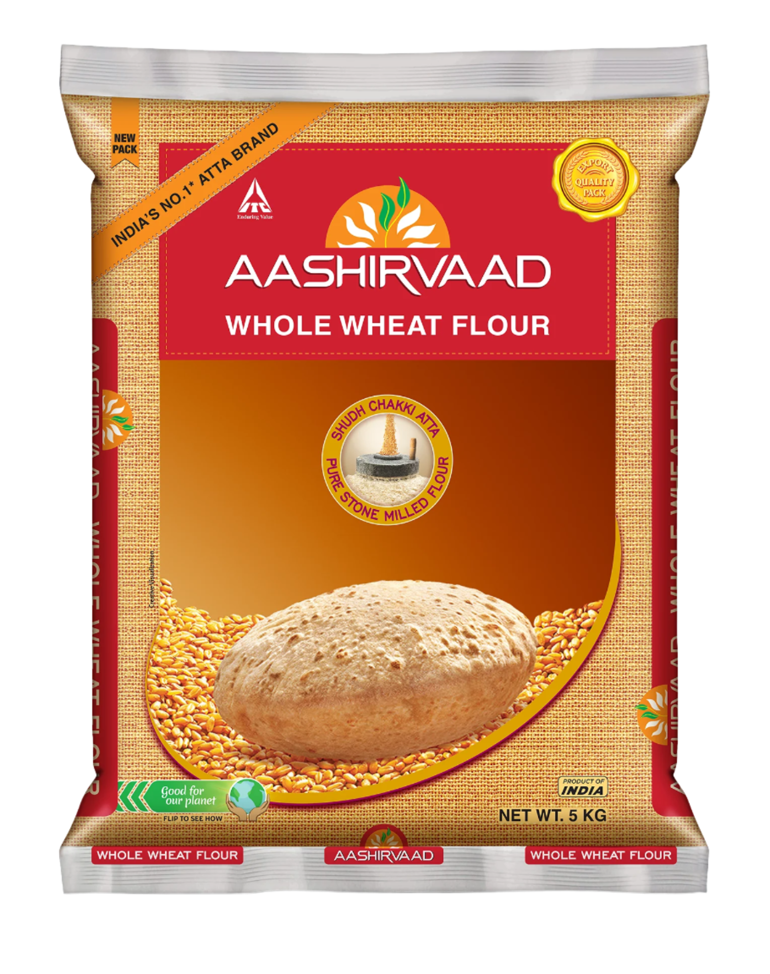 Aashirvaad Flour Whole Wheat Atta 5kg 15 Sep 2025 - ExoticEstore