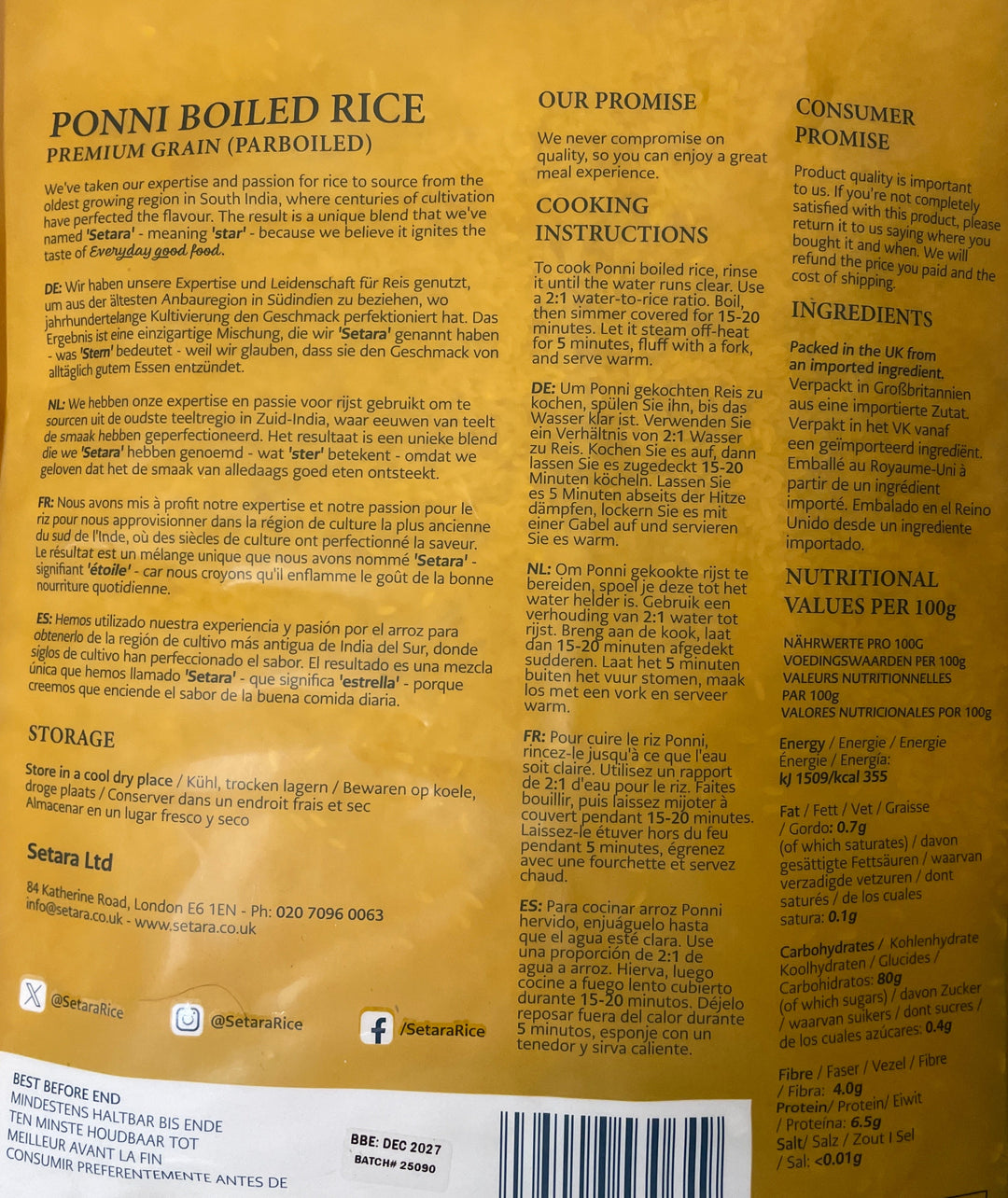 Setara Rice Ponni Boiled 10Kg