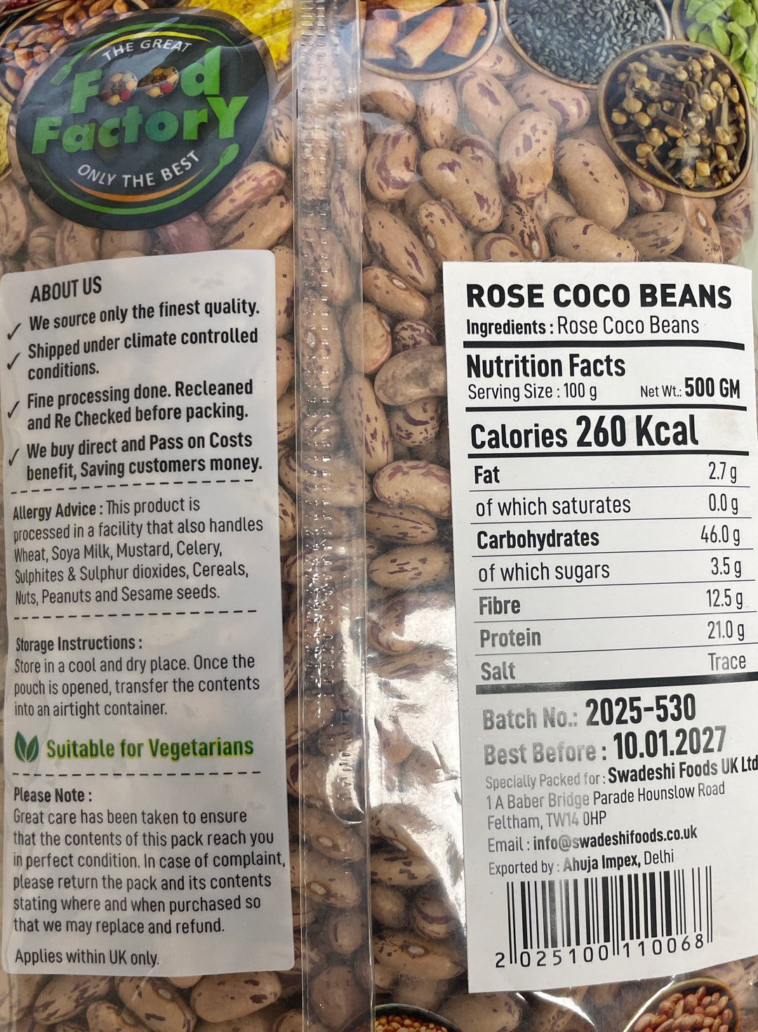 Food Factory Beans Rose Coco Rajmah Indian 500g