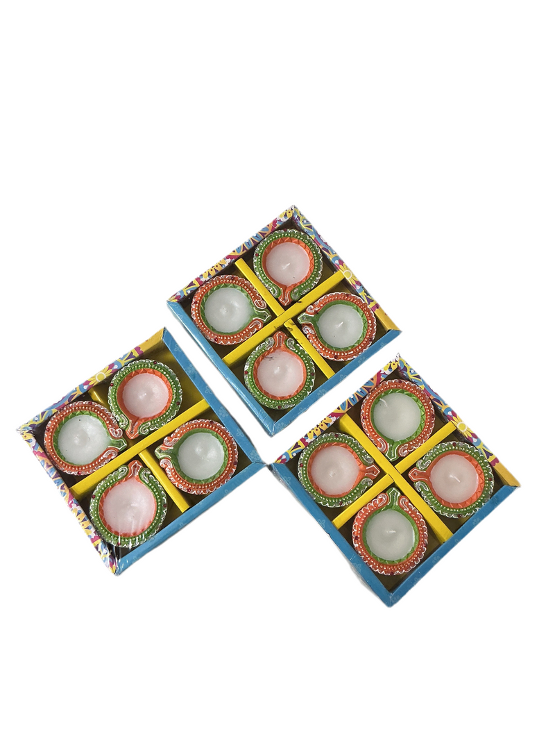 Diwali Designer Clay Diyas With Wax 12 Pack C2